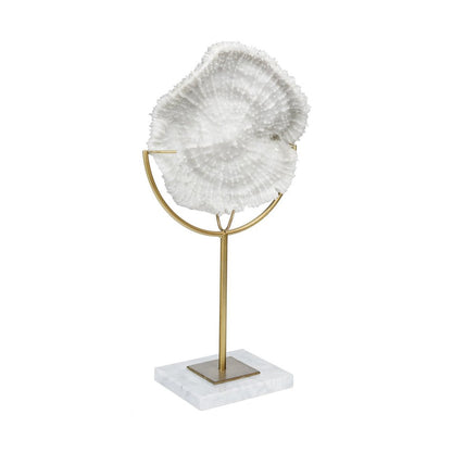 11" Antiqued Gold And White Metal And Resin Coastal Tabletop Sculpture HomeRoots