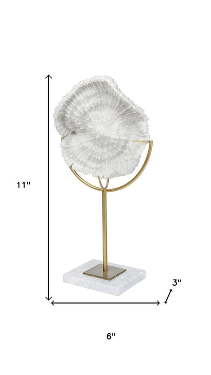 11" Antiqued Gold And White Metal And Resin Coastal Tabletop Sculpture HomeRoots