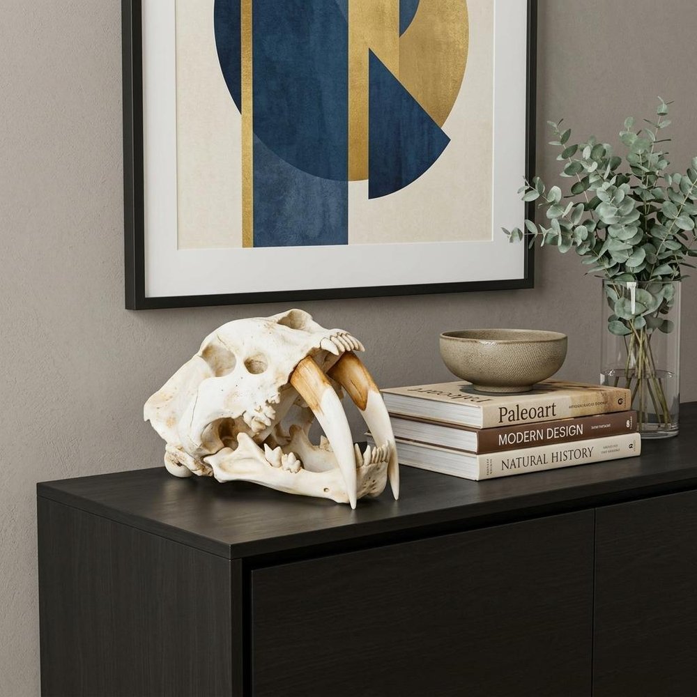 Authentic Replica Sabertooth Skull Sculpture HomeRoots