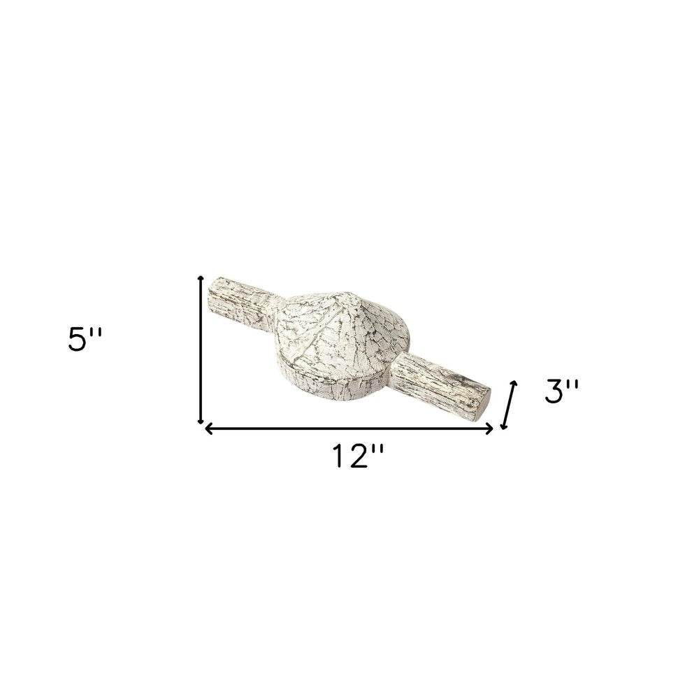 Set of Three 3" White Solid Wood Tabletop Sculpture HomeRoots