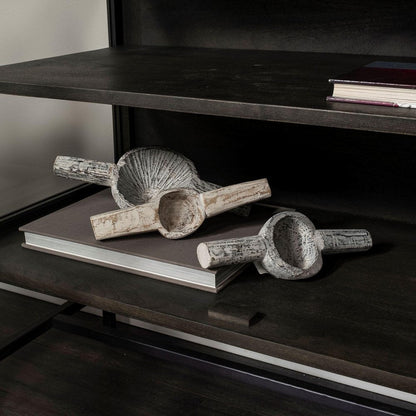 Set of Three 3" White Solid Wood Tabletop Sculpture HomeRoots