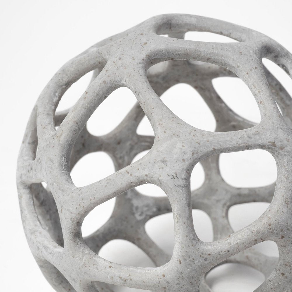 6" Gray Metal Abstract Decorative Orb Tabletop Sculpture HomeRoots