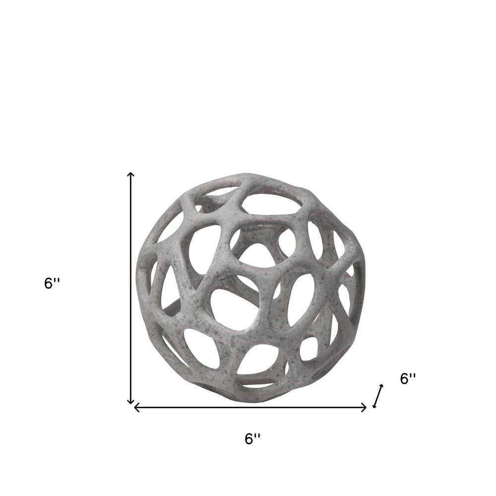 6" Gray Metal Abstract Decorative Orb Tabletop Sculpture HomeRoots