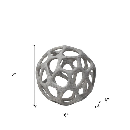 6" Gray Metal Abstract Decorative Orb Tabletop Sculpture HomeRoots