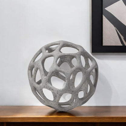 6" Gray Metal Abstract Decorative Orb Tabletop Sculpture HomeRoots