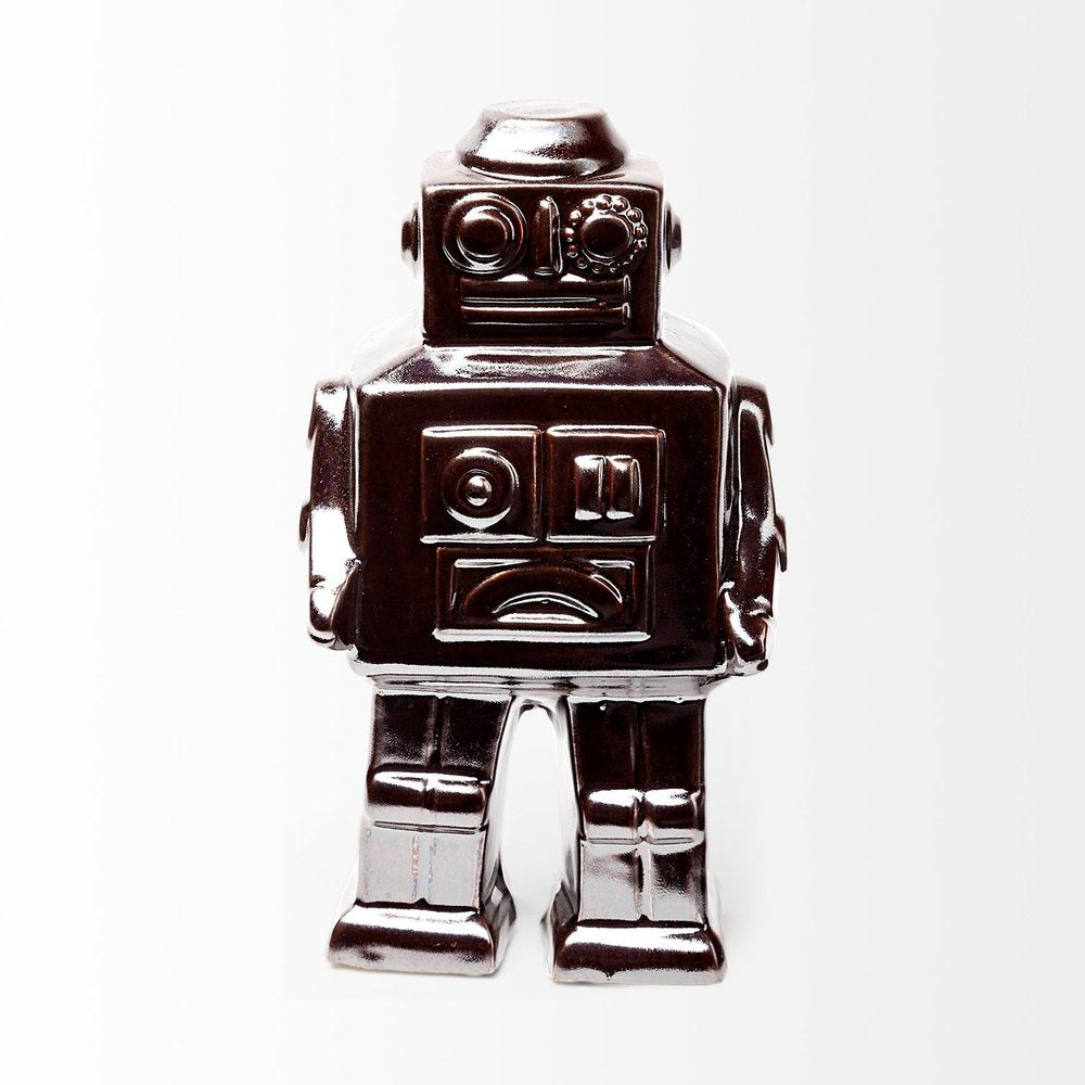 7" Silver Metal Robot Shaped Sculpture HomeRoots