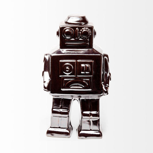 7" Silver Metal Robot Shaped Sculpture HomeRoots
