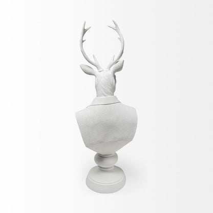 23" White Polyresin Suited Deer Bust Tabletop Sculpture HomeRoots