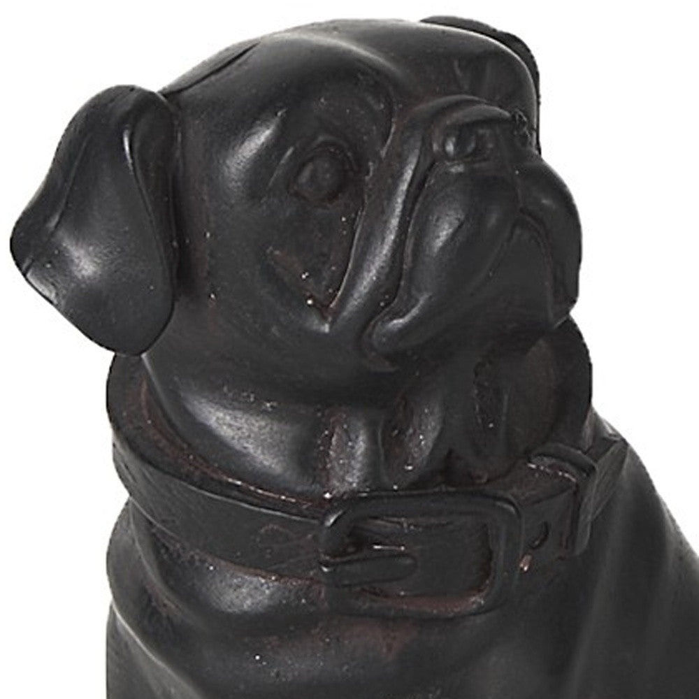 Black Resin Pug Dog Sculpture