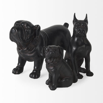 Black Resin Pug Dog Sculpture