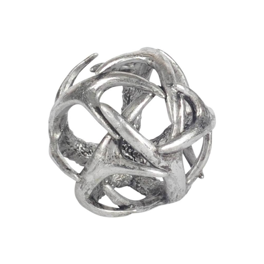 5" Antiqued Silver Resin Faux Antler Decorative Orb HomeRoots
