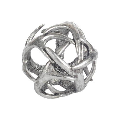 5" Antiqued Silver Resin Faux Antler Decorative Orb HomeRoots