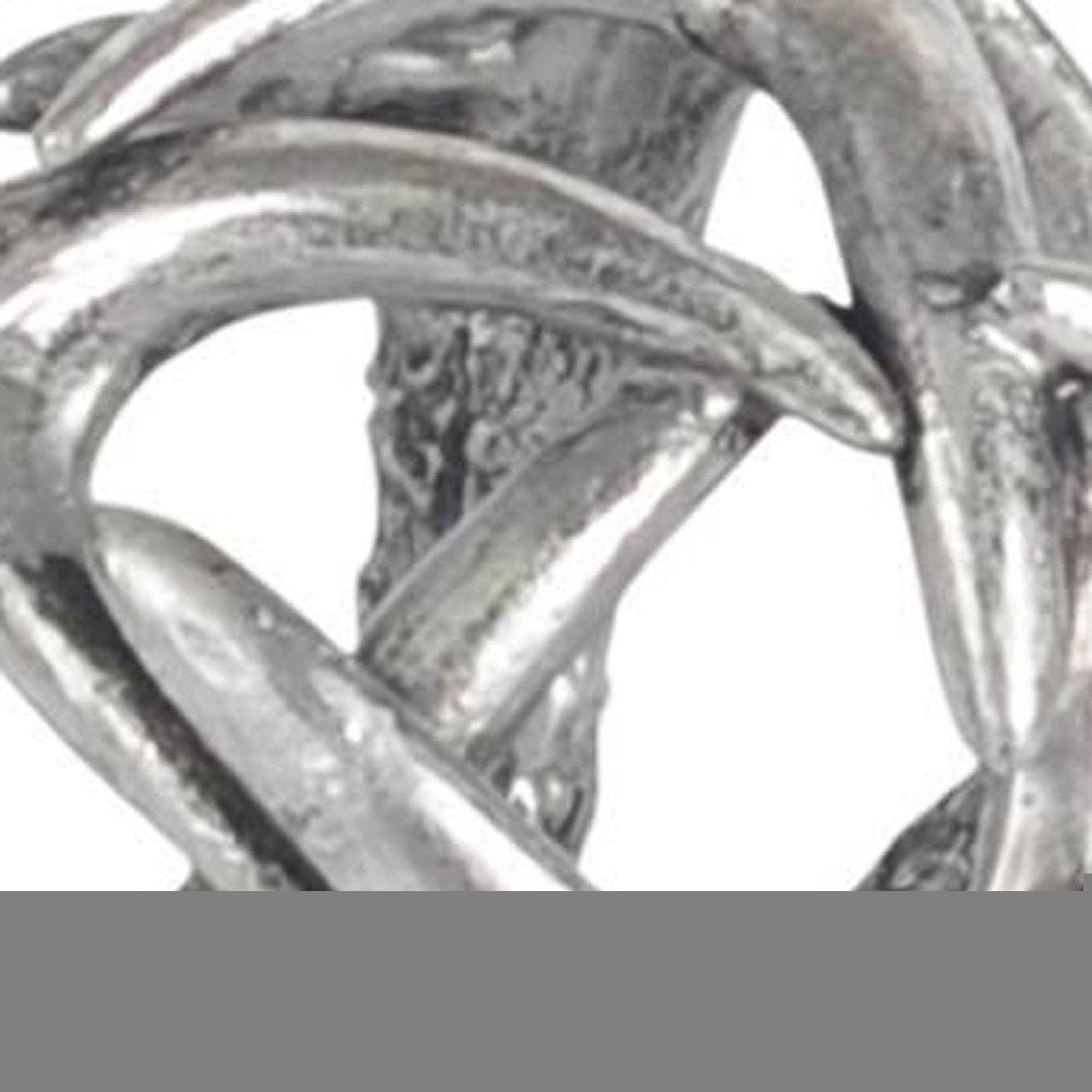 5" Antiqued Silver Resin Faux Antler Decorative Orb HomeRoots
