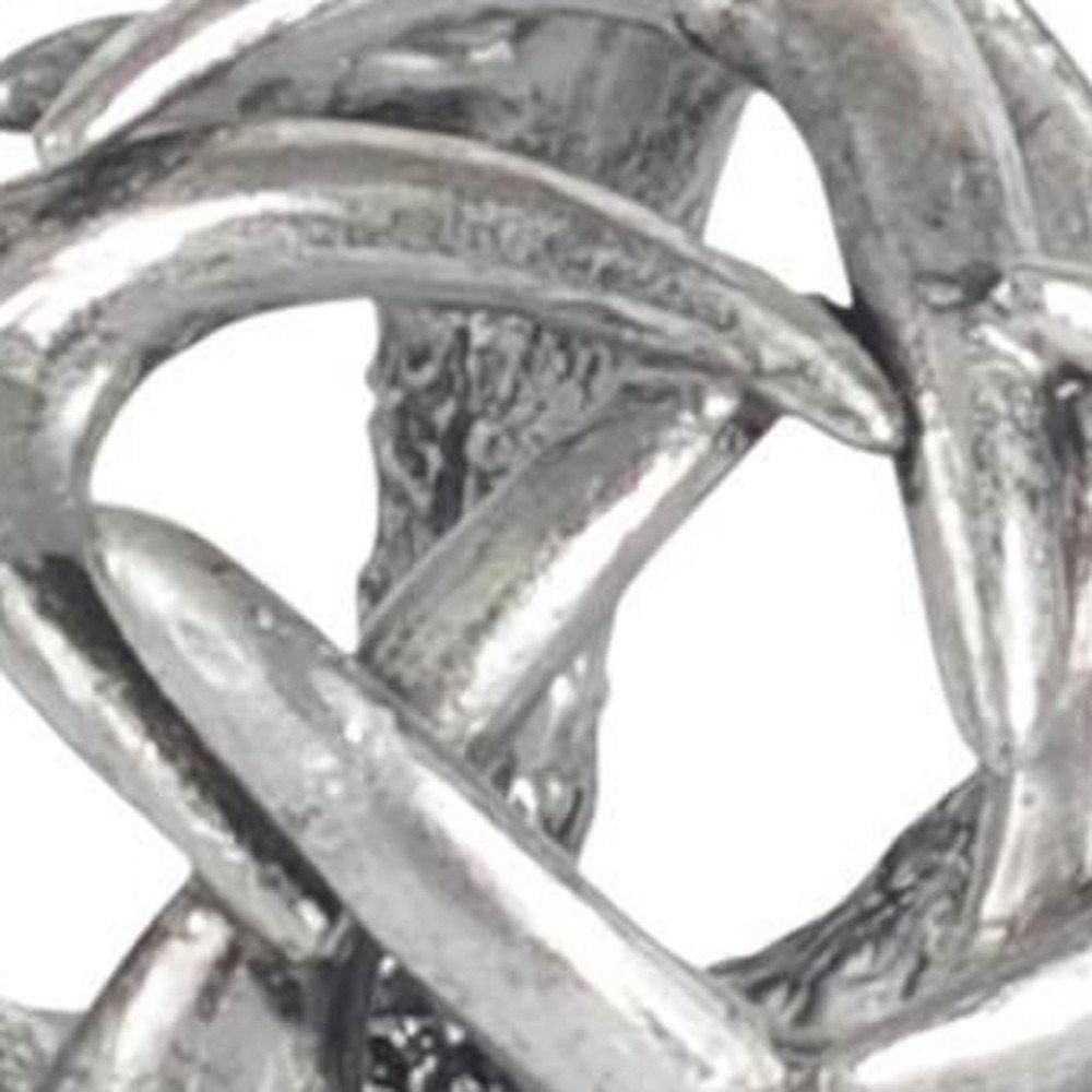 5" Antiqued Silver Resin Faux Antler Decorative Orb HomeRoots