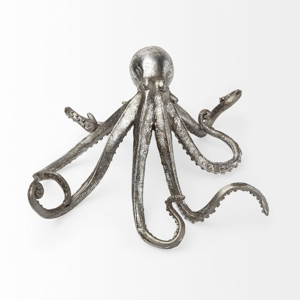 Petite Silver Resin Octopus Sculpture HomeRoots