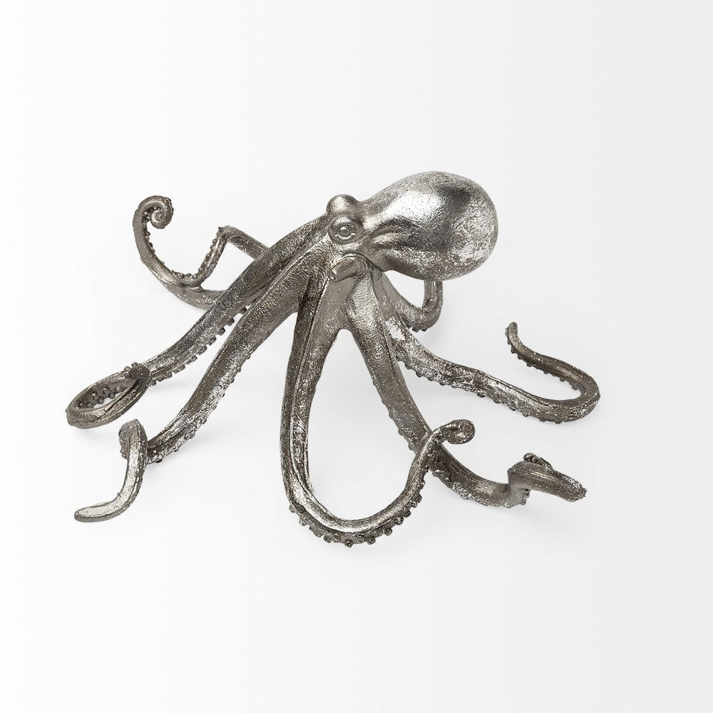 Petite Silver Resin Octopus Sculpture HomeRoots
