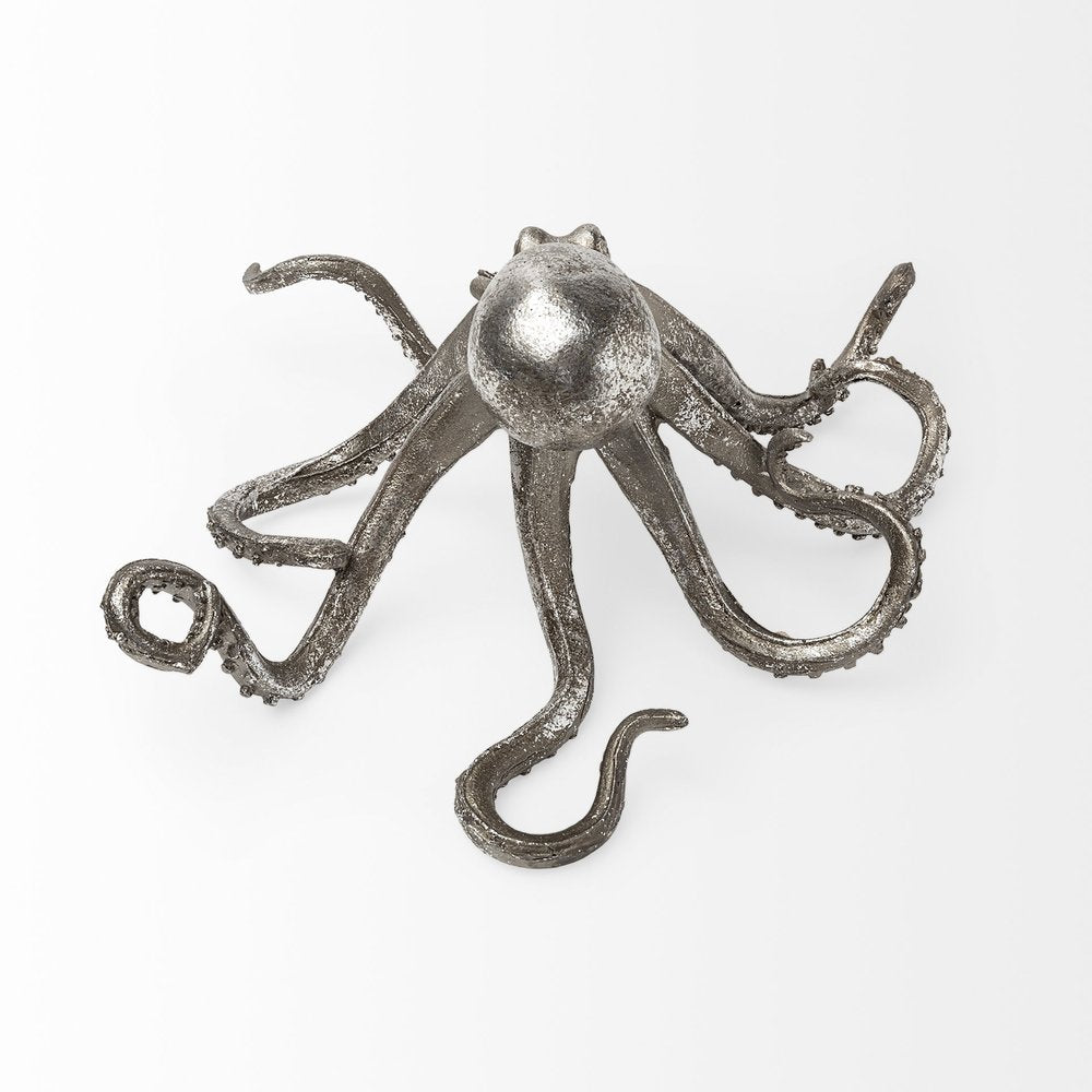 Petite Silver Resin Octopus Sculpture HomeRoots