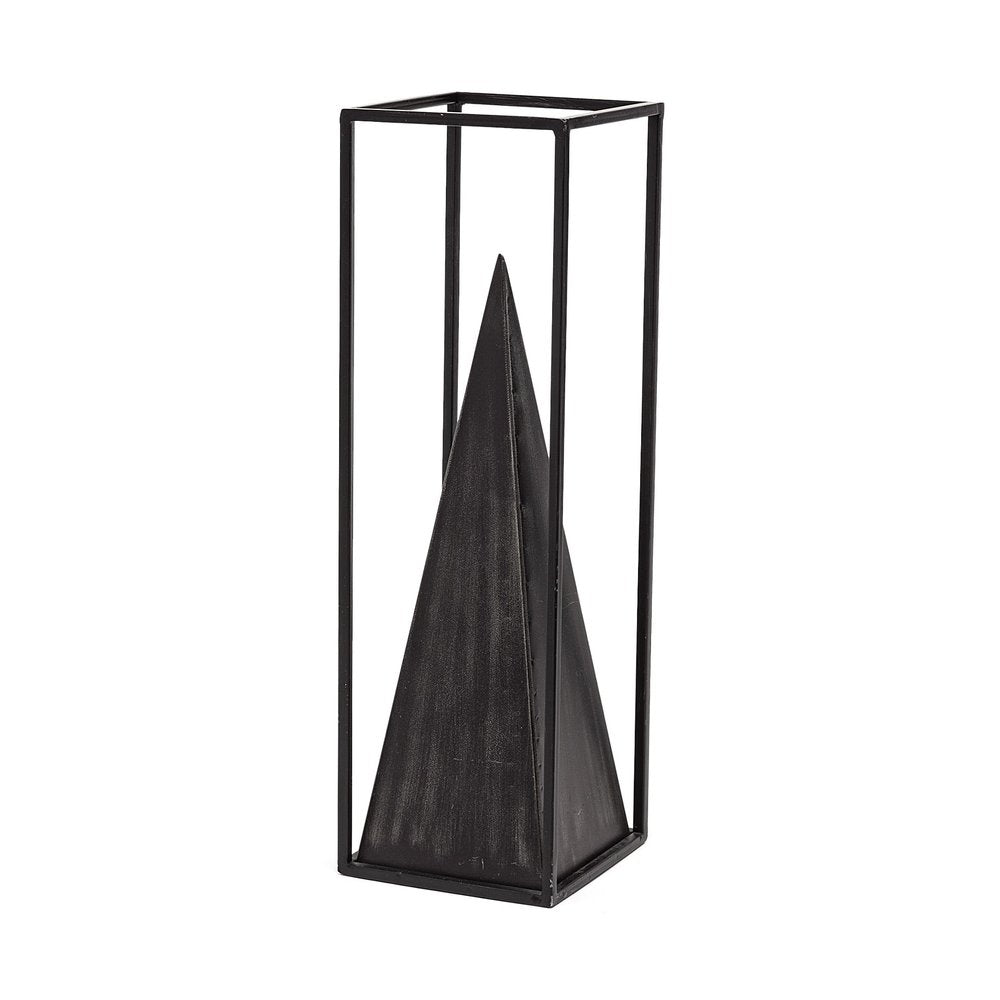 Black Metal Framed Pyramid Sculpture HomeRoots