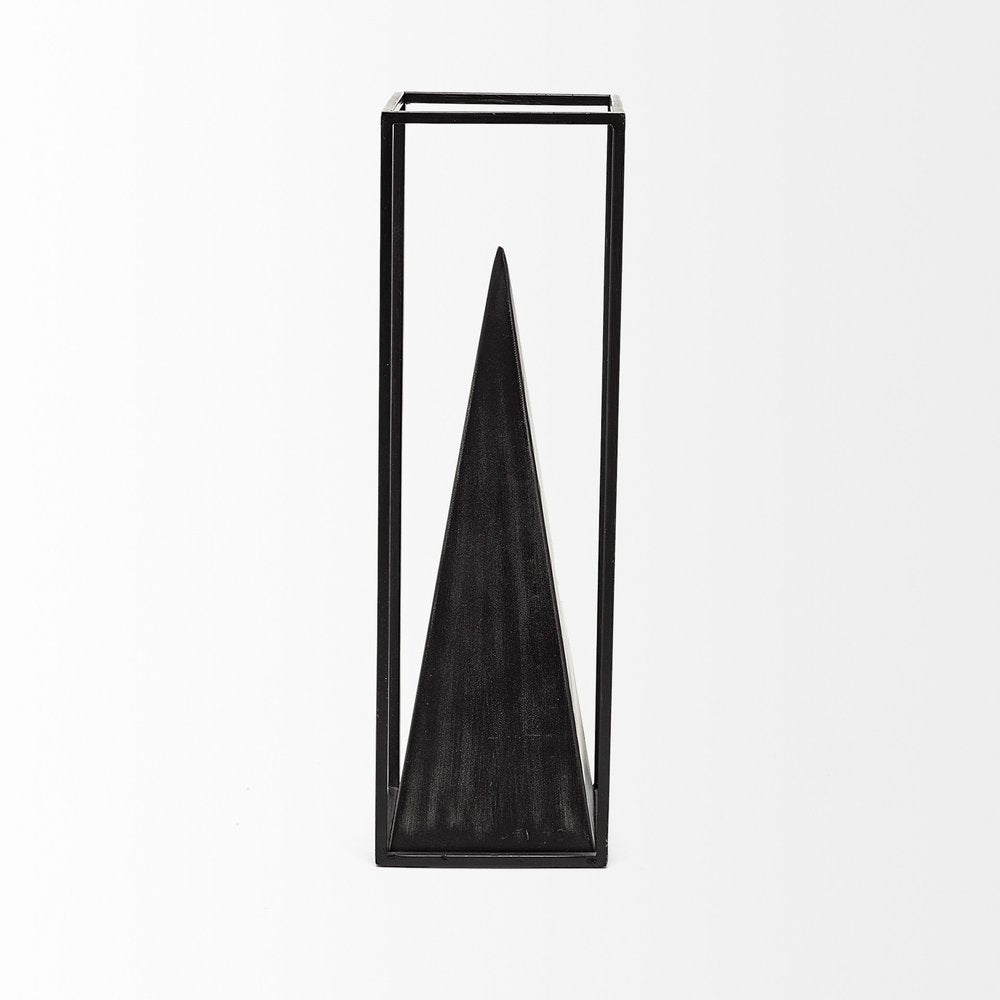 Black Metal Framed Pyramid Sculpture HomeRoots