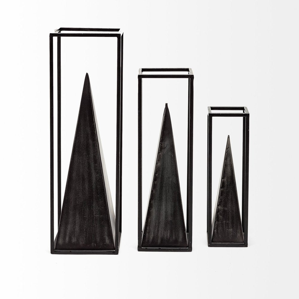 Black Metal Framed Pyramid Sculpture HomeRoots
