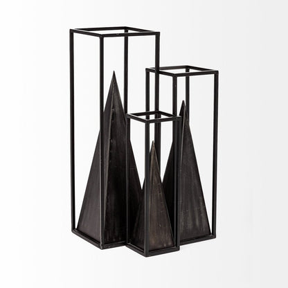 Black Metal Framed Pyramid Sculpture HomeRoots