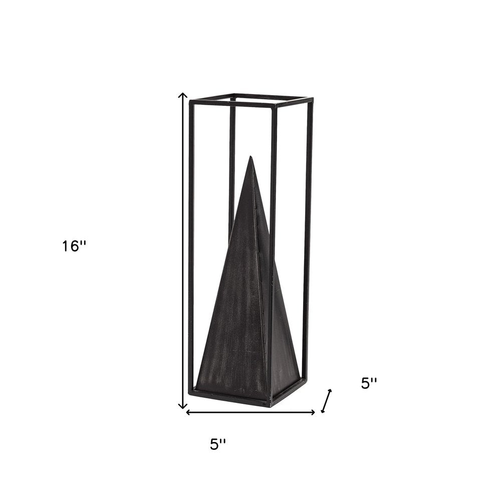 Black Metal Framed Pyramid Sculpture HomeRoots