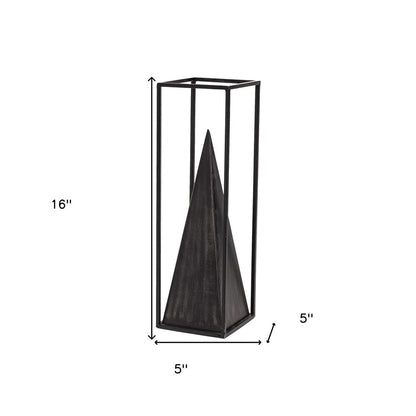 Black Metal Framed Pyramid Sculpture HomeRoots