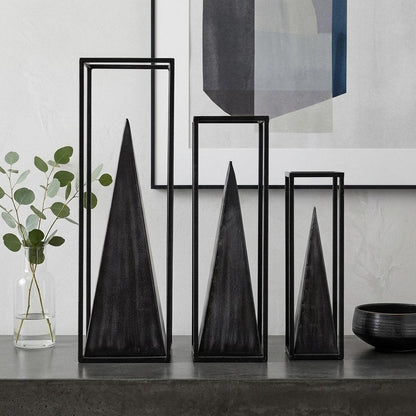 Black Metal Framed Pyramid Sculpture HomeRoots