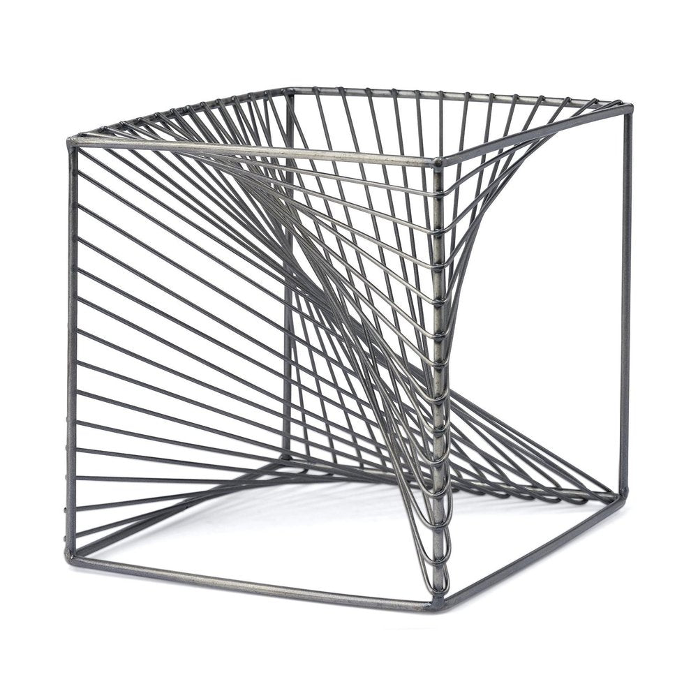 8" Silver Metal Cube Tabletop Sculpture HomeRoots