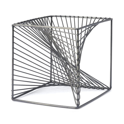8" Silver Metal Cube Tabletop Sculpture HomeRoots