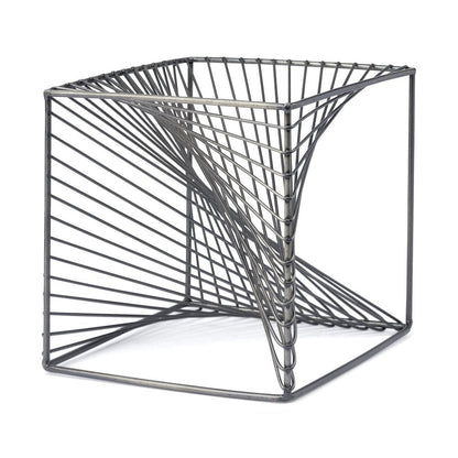 8" Silver Metal Cube Tabletop Sculpture HomeRoots