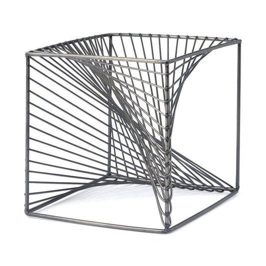8" Silver Metal Cube Tabletop Sculpture HomeRoots