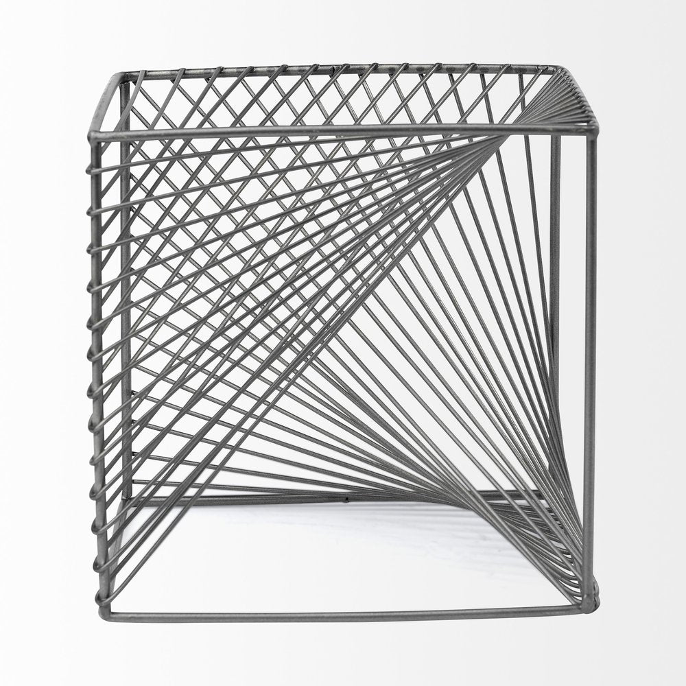 8" Silver Metal Cube Tabletop Sculpture HomeRoots