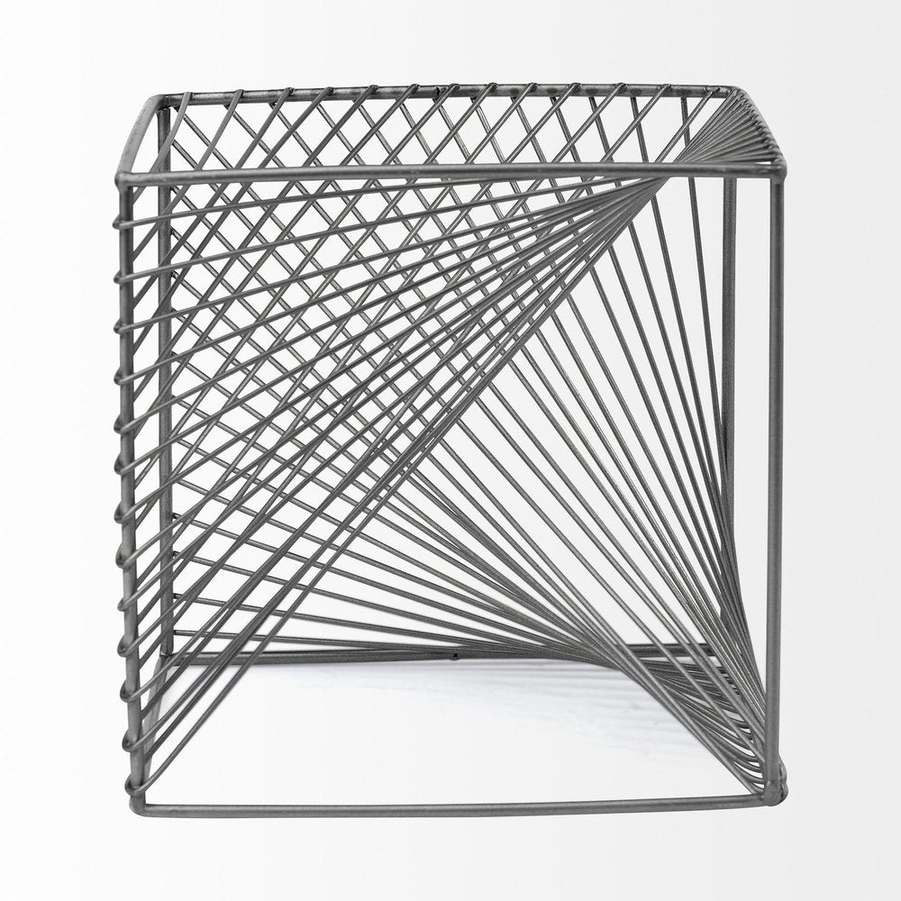 8" Silver Metal Cube Tabletop Sculpture HomeRoots