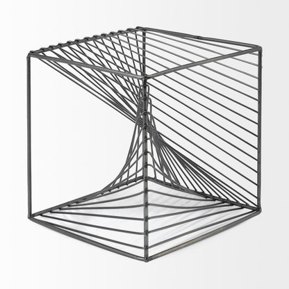 8" Silver Metal Cube Tabletop Sculpture HomeRoots