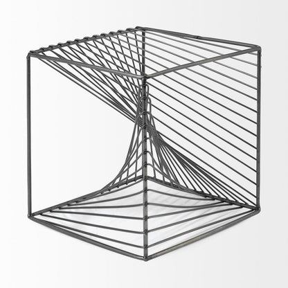 8" Silver Metal Cube Tabletop Sculpture HomeRoots