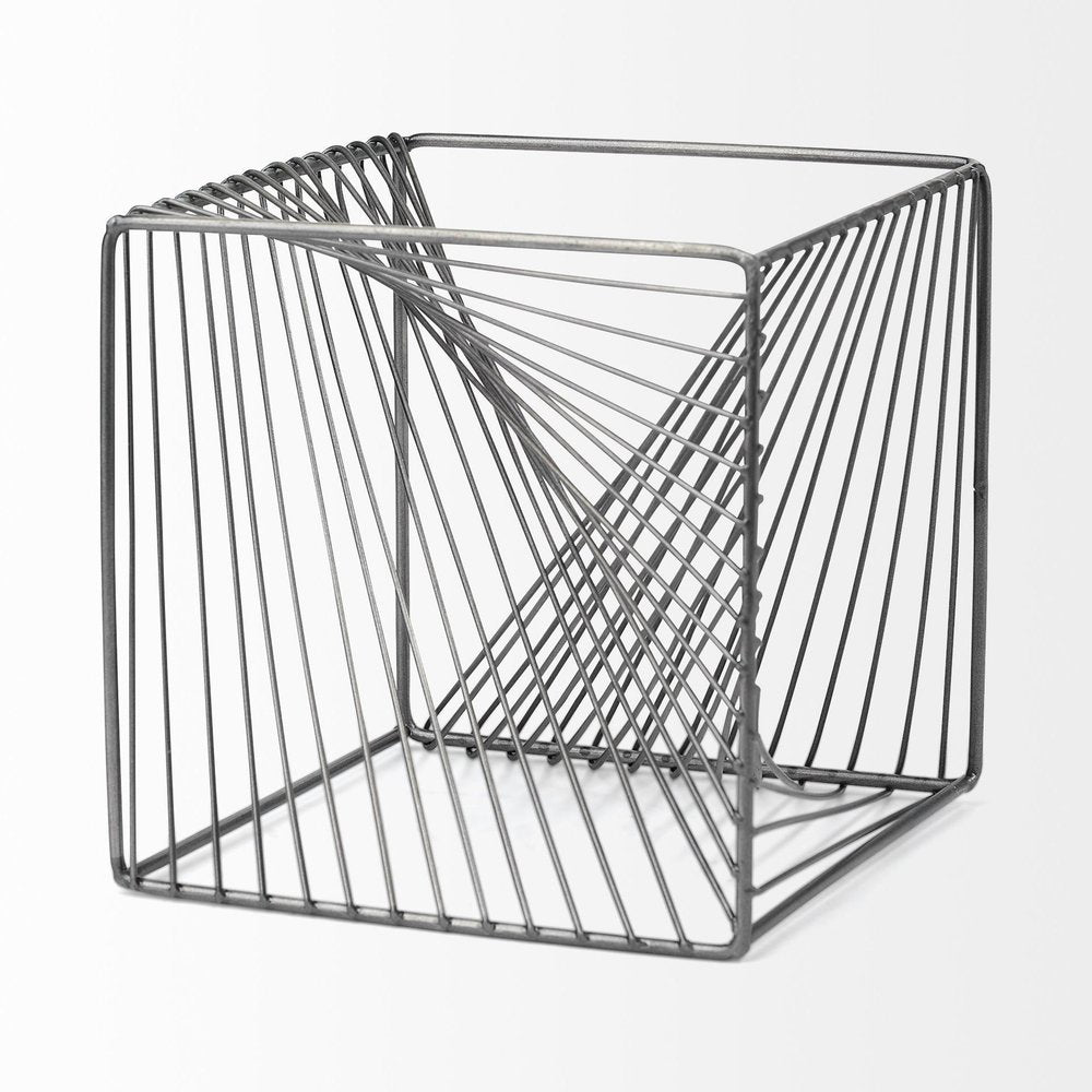 8" Silver Metal Cube Tabletop Sculpture HomeRoots