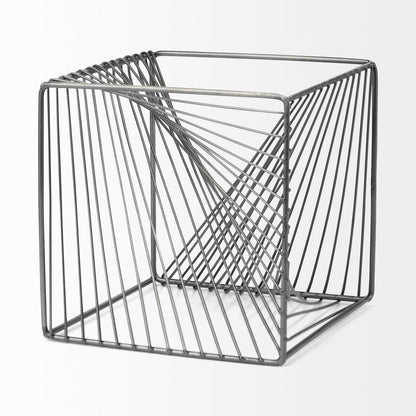 8" Silver Metal Cube Tabletop Sculpture HomeRoots