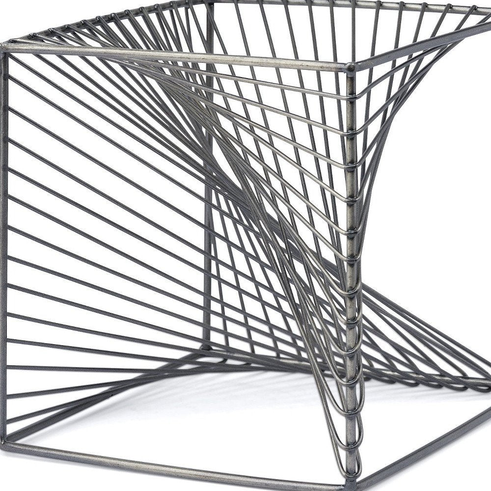 8" Silver Metal Cube Tabletop Sculpture HomeRoots