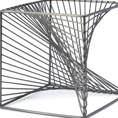 8" Silver Metal Cube Tabletop Sculpture HomeRoots