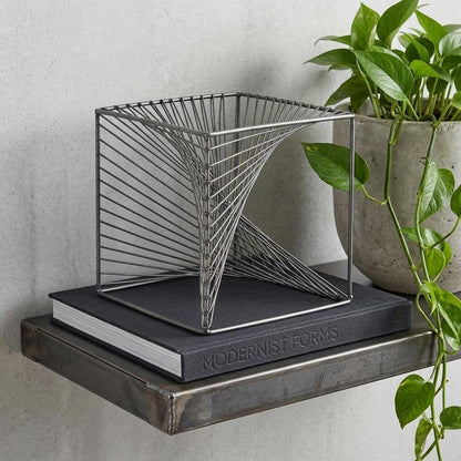 8" Silver Metal Cube Tabletop Sculpture HomeRoots