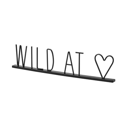 24" Black and Brown Metal And Wood Wild At Heart Tabletop Sign HomeRoots