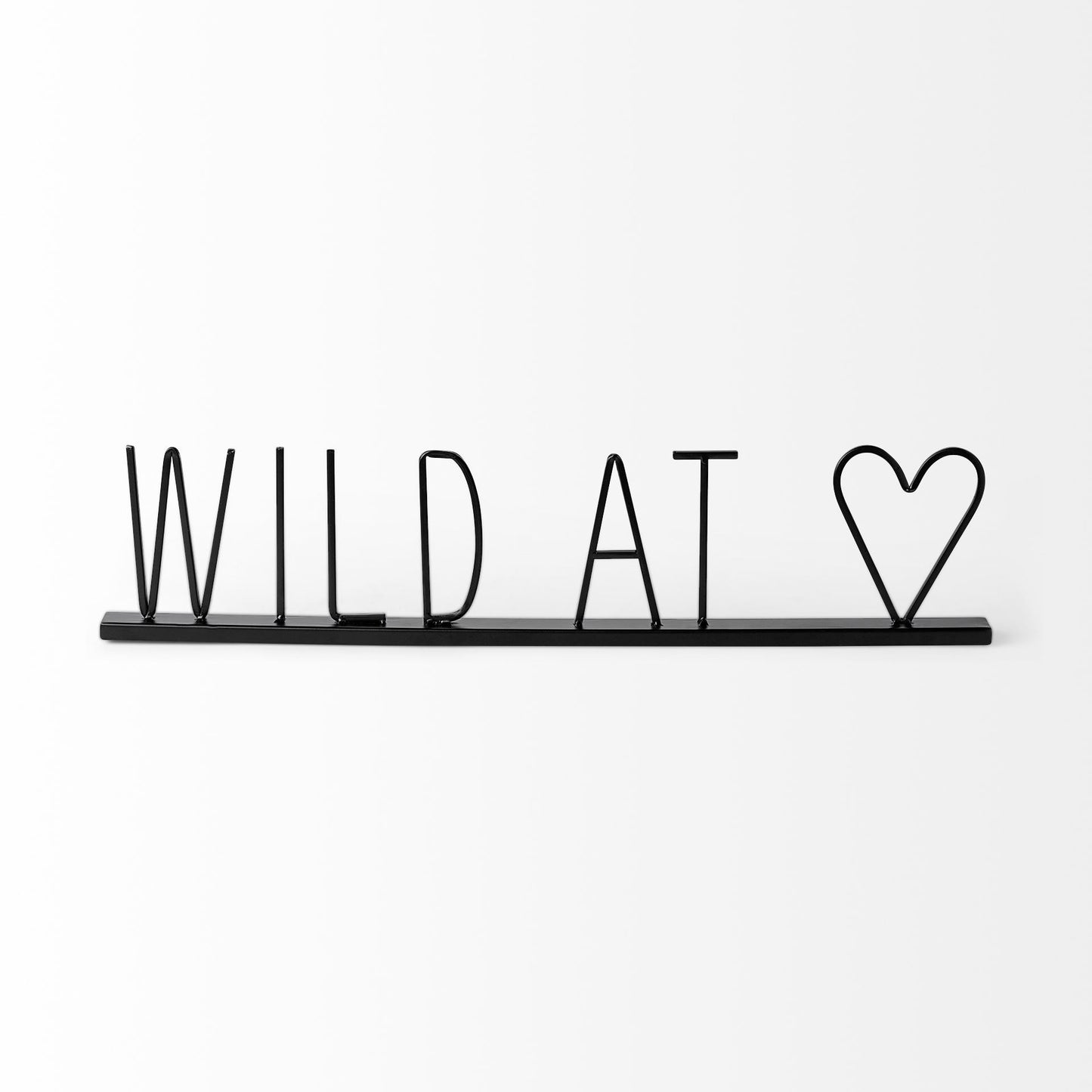 24" Black and Brown Metal And Wood Wild At Heart Tabletop Sign