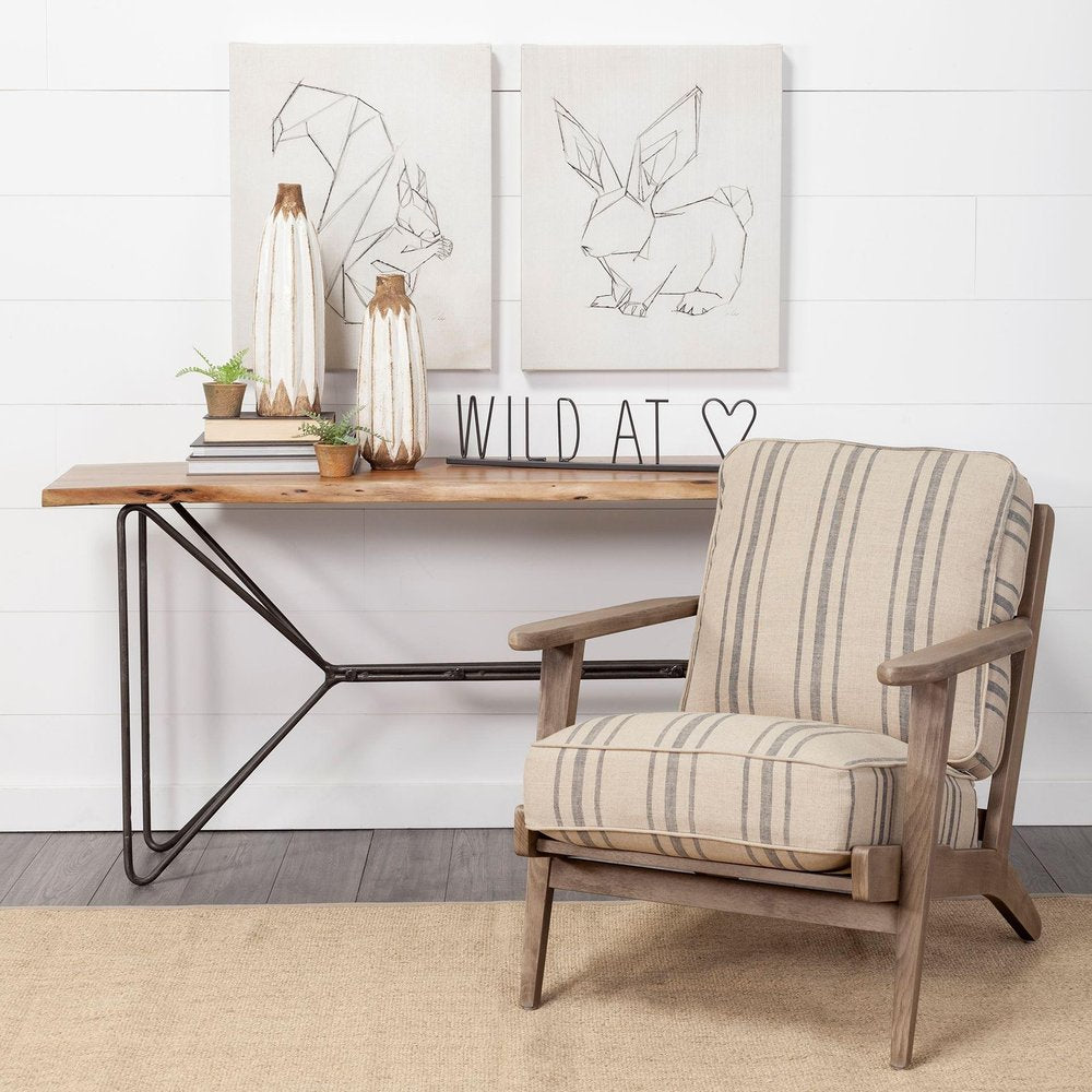 24" Black and Brown Metal And Wood Wild At Heart Tabletop Sign HomeRoots
