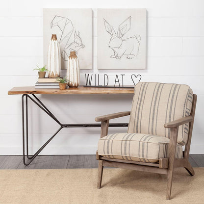 24" Black and Brown Metal And Wood Wild At Heart Tabletop Sign HomeRoots