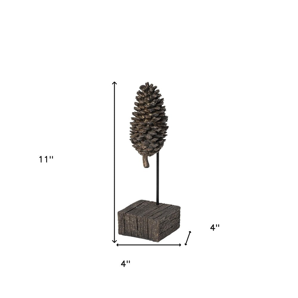 11" Golden Brown Resin Pinecone Tabletop Sculpture HomeRoots