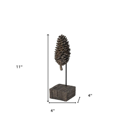 11" Golden Brown Resin Pinecone Tabletop Sculpture HomeRoots