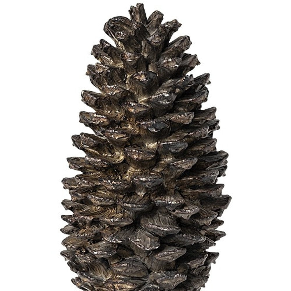 11" Golden Brown Resin Pinecone Tabletop Sculpture — view 8