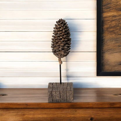 11" Golden Brown Resin Pinecone Tabletop Sculpture HomeRoots