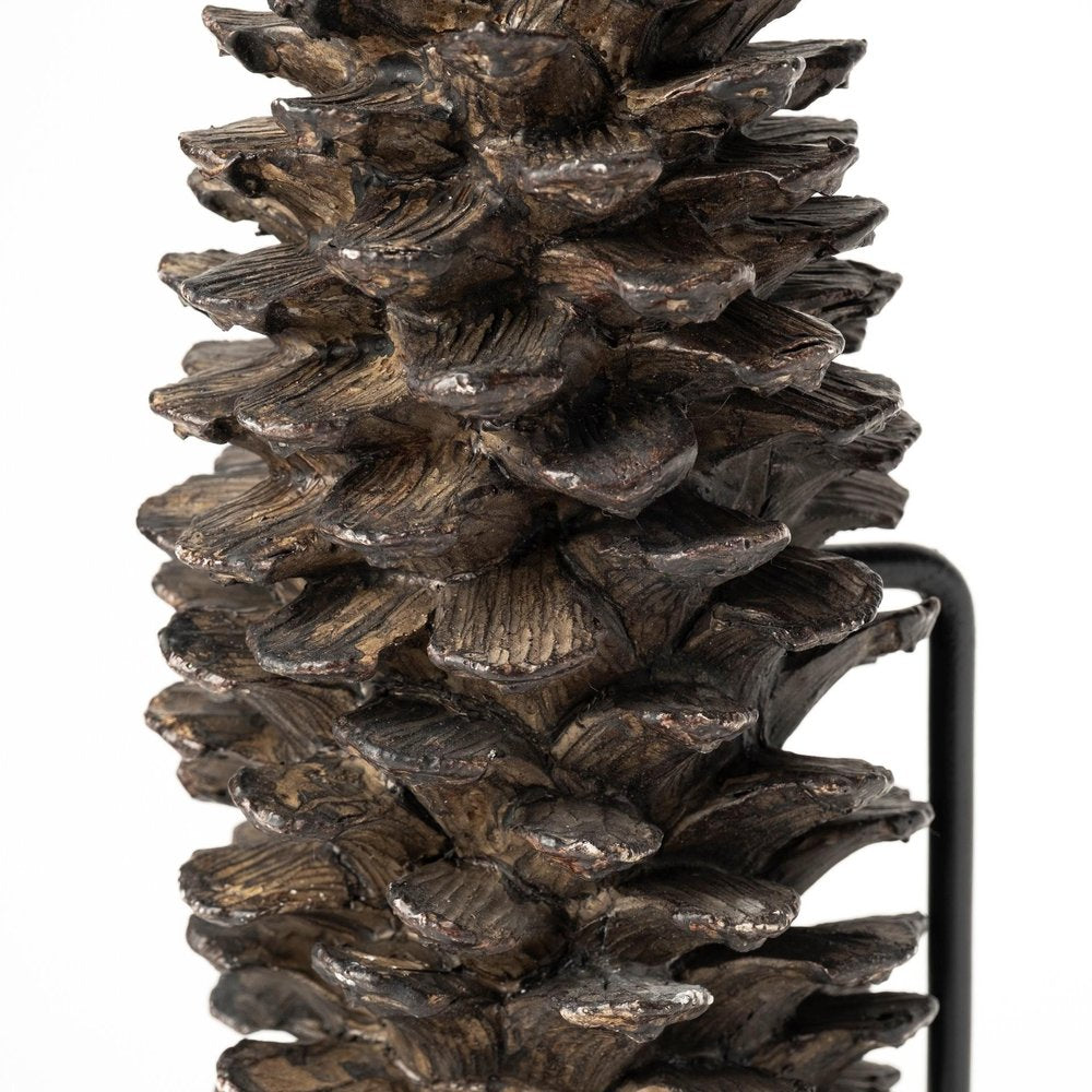 11" Golden Brown Resin Pinecone Tabletop Sculpture — view 4